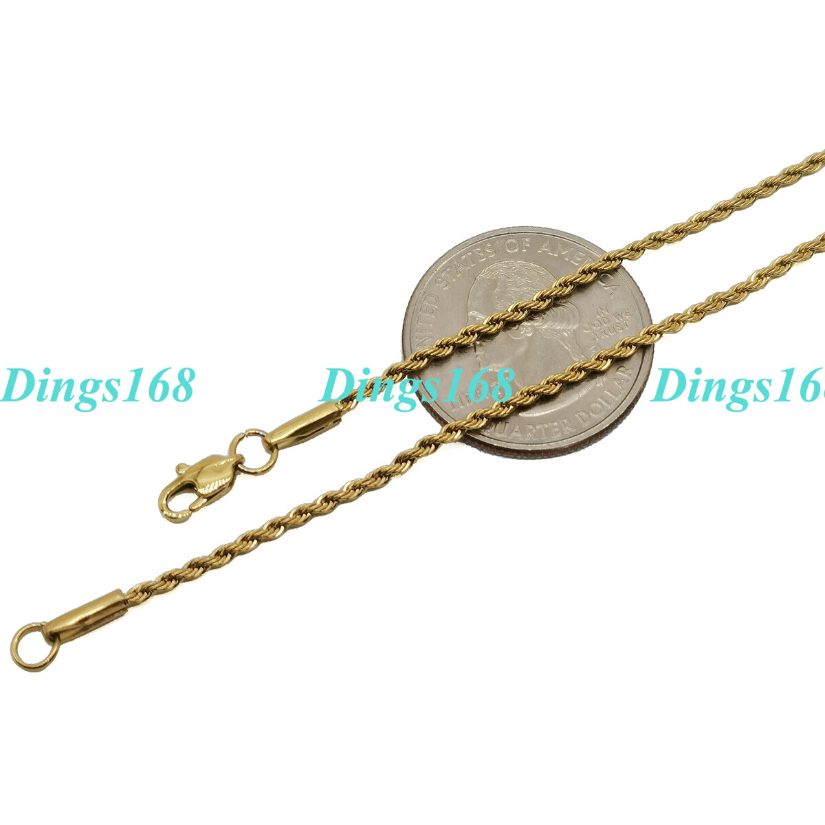 18K Gold Filled 1.7mm Thin Rope Chain Necklace 16/18/20/22/24/26″ 28″ 30″ 32inch