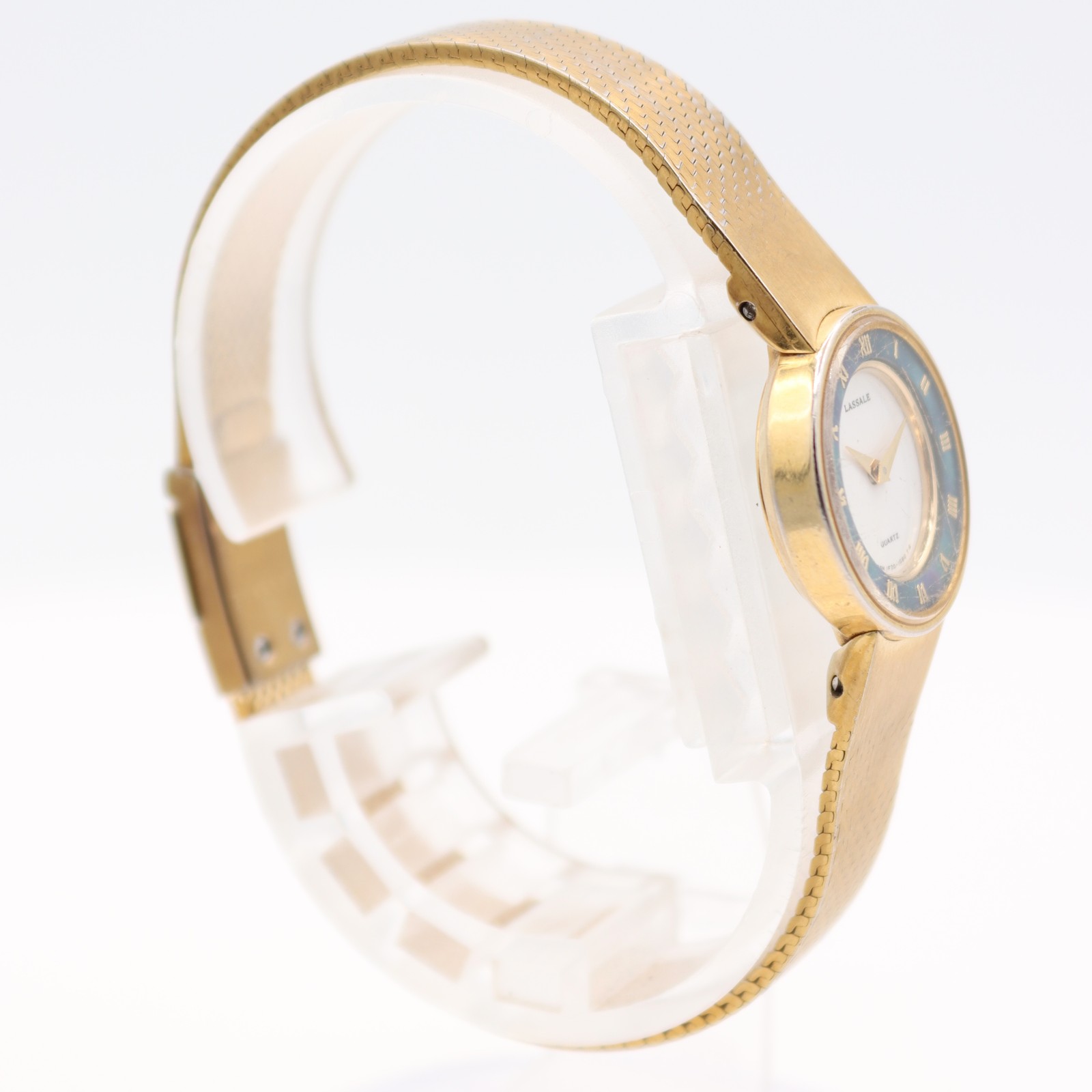 Vintage 20mm 1990 Lassale Ultra-Thin Ladies Quartz Gold Tone MOP Bezel 1F20-0F79