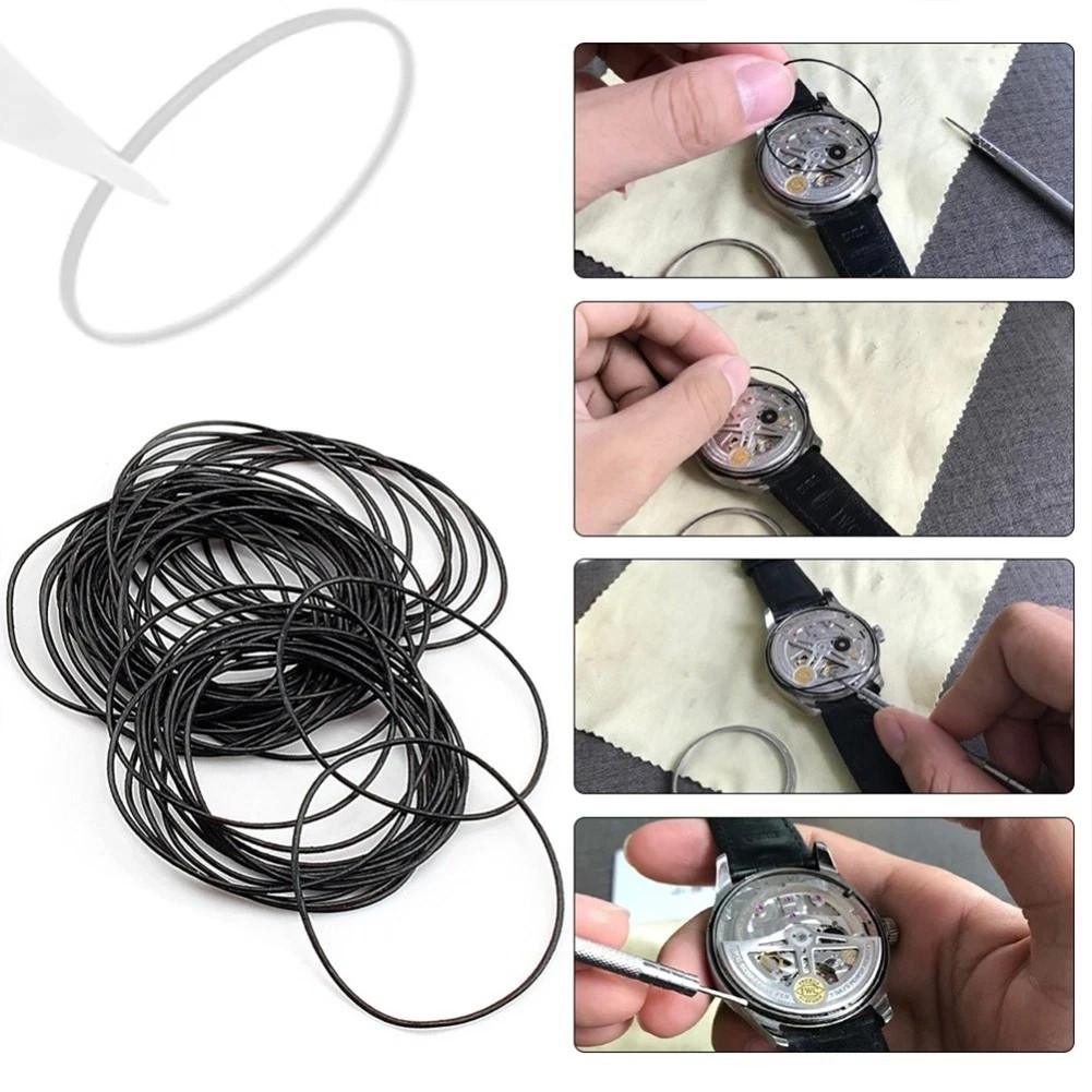 200pcs 0.5&0.6mm Waterproof Watch O-Ring Rubber Gasket Assortment For Watchmaker