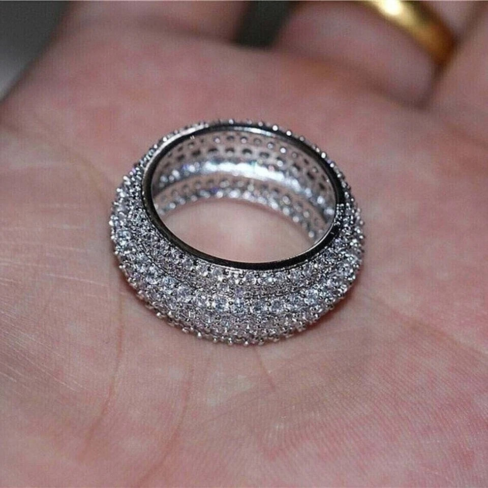 4.00Ct Round Cut Natural Diamond Eternity Engagement Band 14K Real White Gold 7