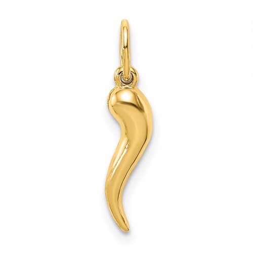 10K Real Gold 3D Italian Horn 18mm / 0.7″ Cornicello, Chili, Pendant – GP59
