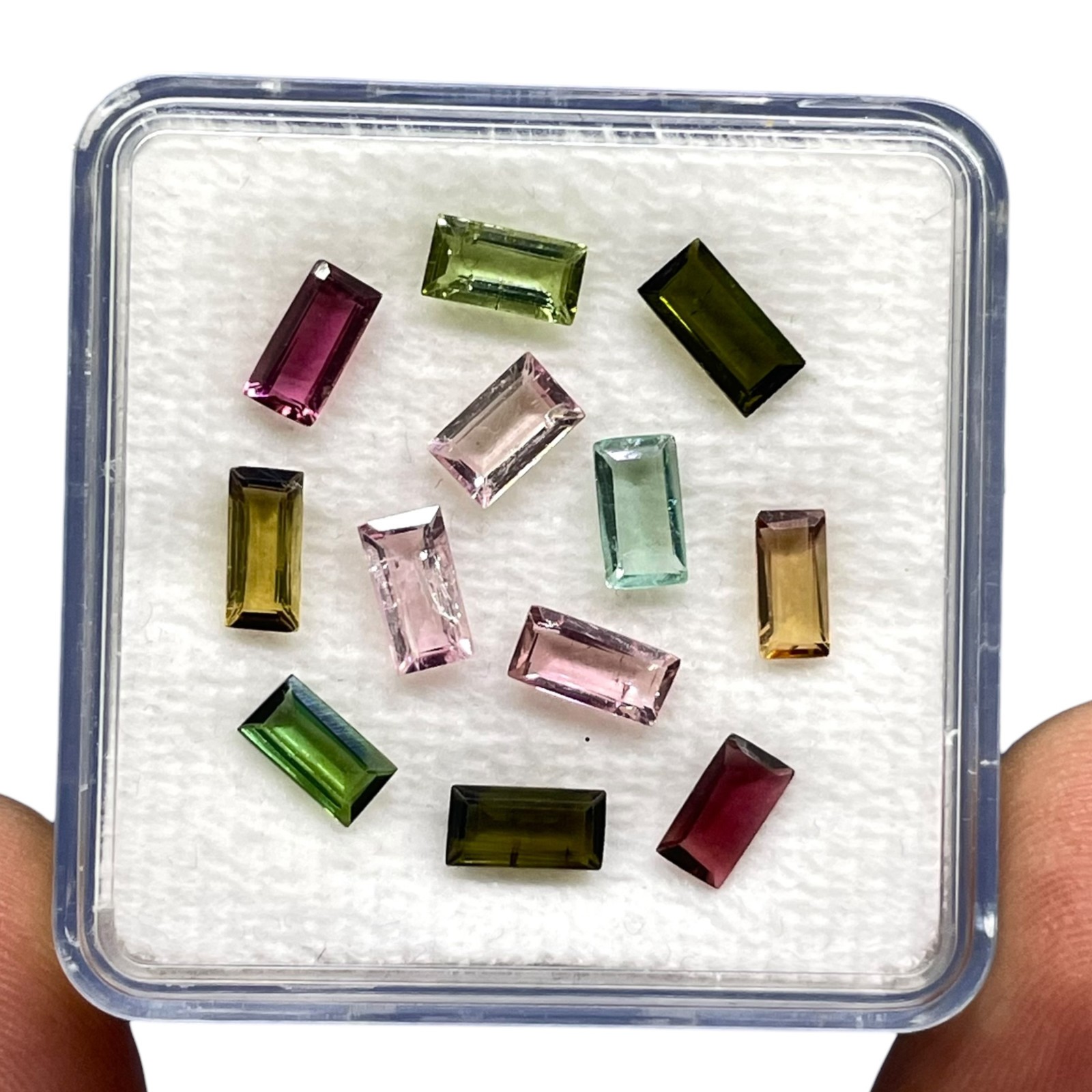 12 Pcs Natural Multi Tourmaline 5.6-6.7mm Baguette Cut Loose Untreated Gemstones