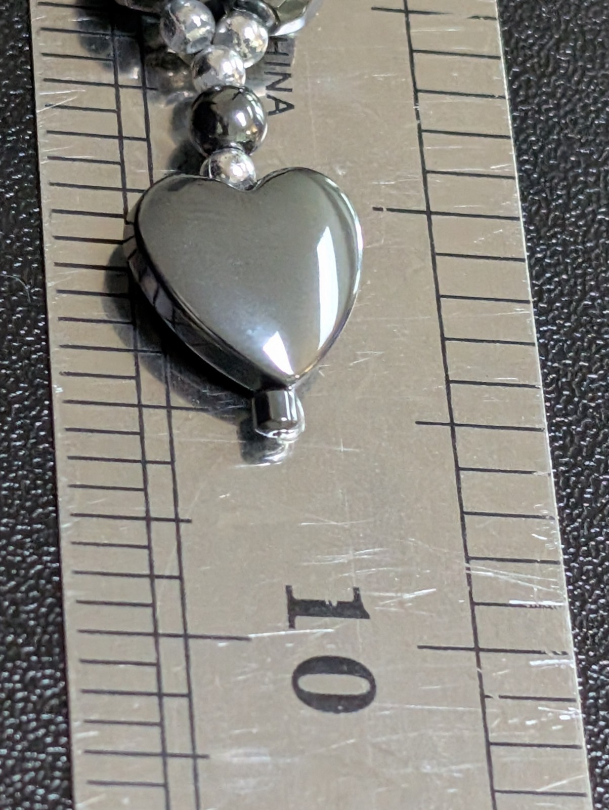 Hematite & Clear Quartz Heart Pendant Y Necklace + Bonus Cat’s Eye Bracelet Lot