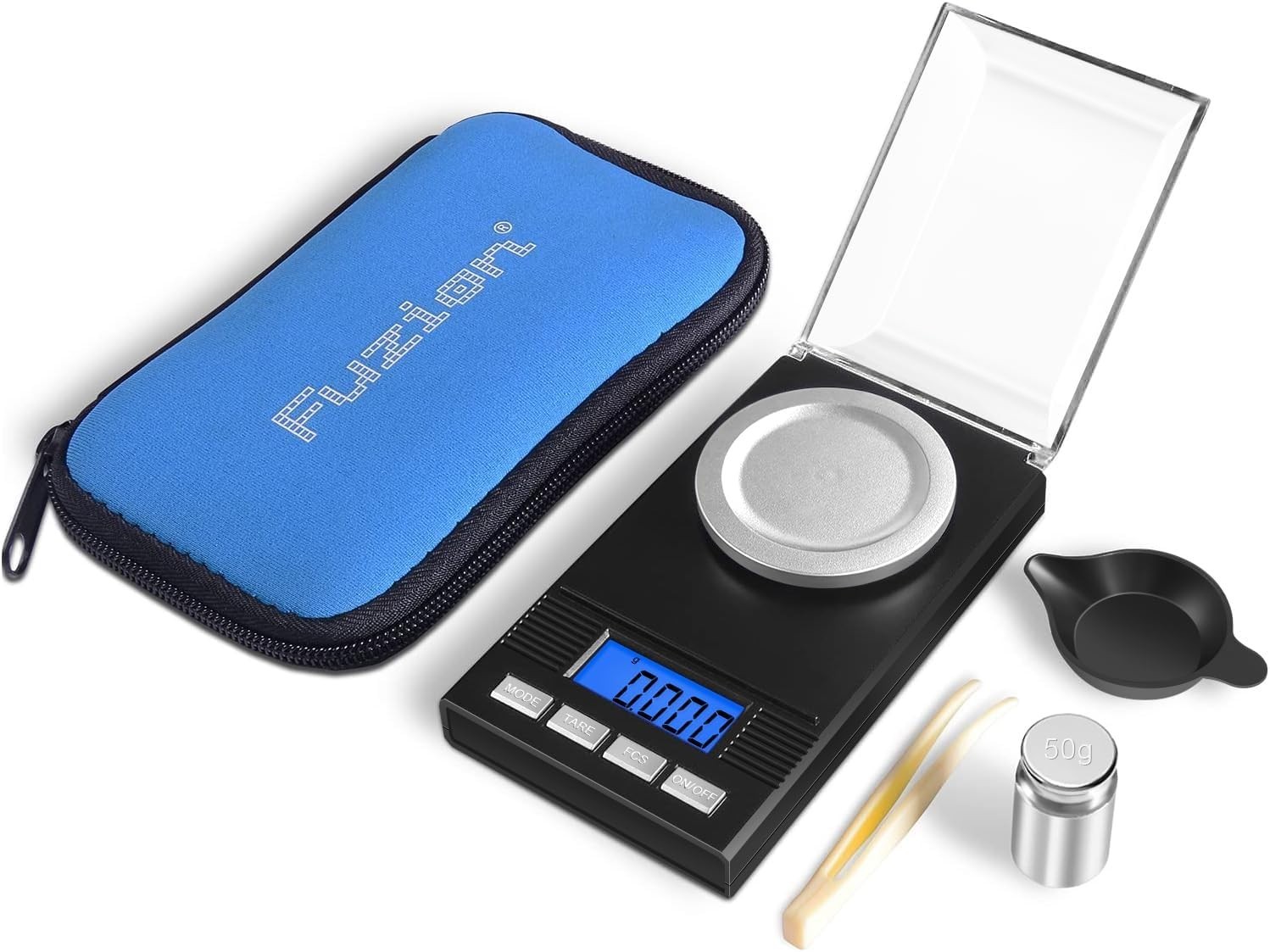 Mini 50g Milligram Scale with Tare Function & Portable Case for Jewelry and More