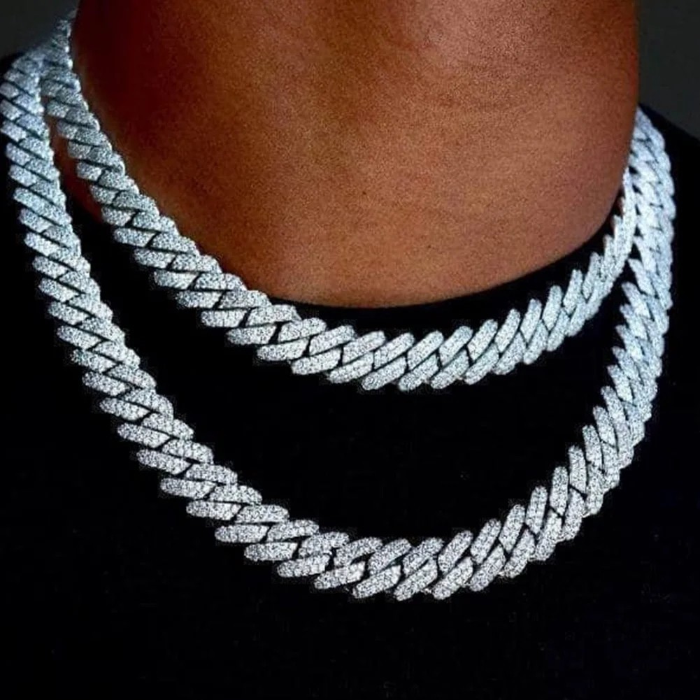 Cuban Link Chain & Bracelet Set CZ Hip Hop Iced Out Bling Gold Silver