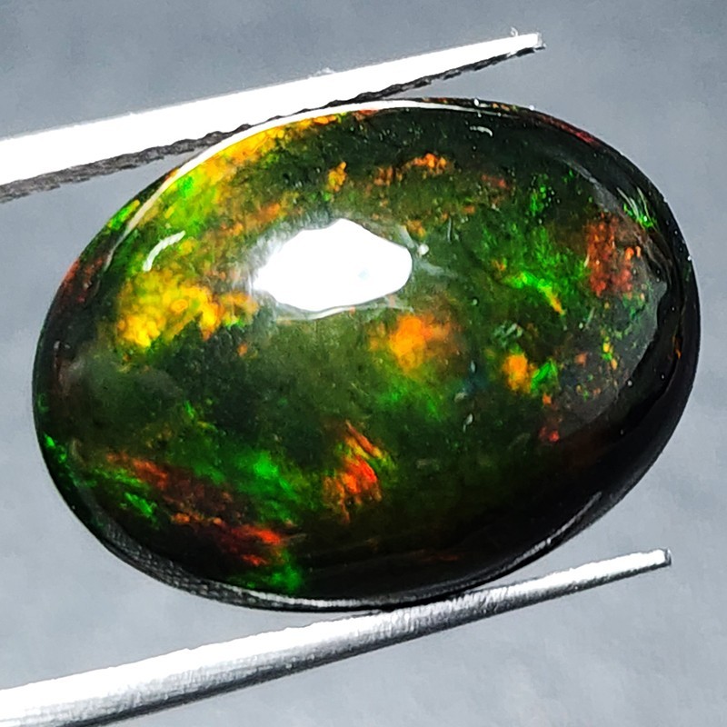 Natural Ethiopian Black Opal AAA+ Collector Welo Oval Cabochon Fire Play 7.05Ct
