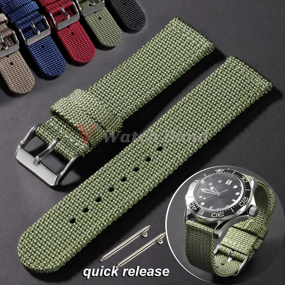 Canvas Quick Release Watch Strap 18,20,22,24mm Military Fabric Band Men Women