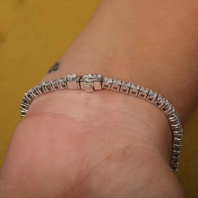 12Ct Round Diamond Tennis Bracelet for Any Occasion 14K White Gold Finish 7″ In