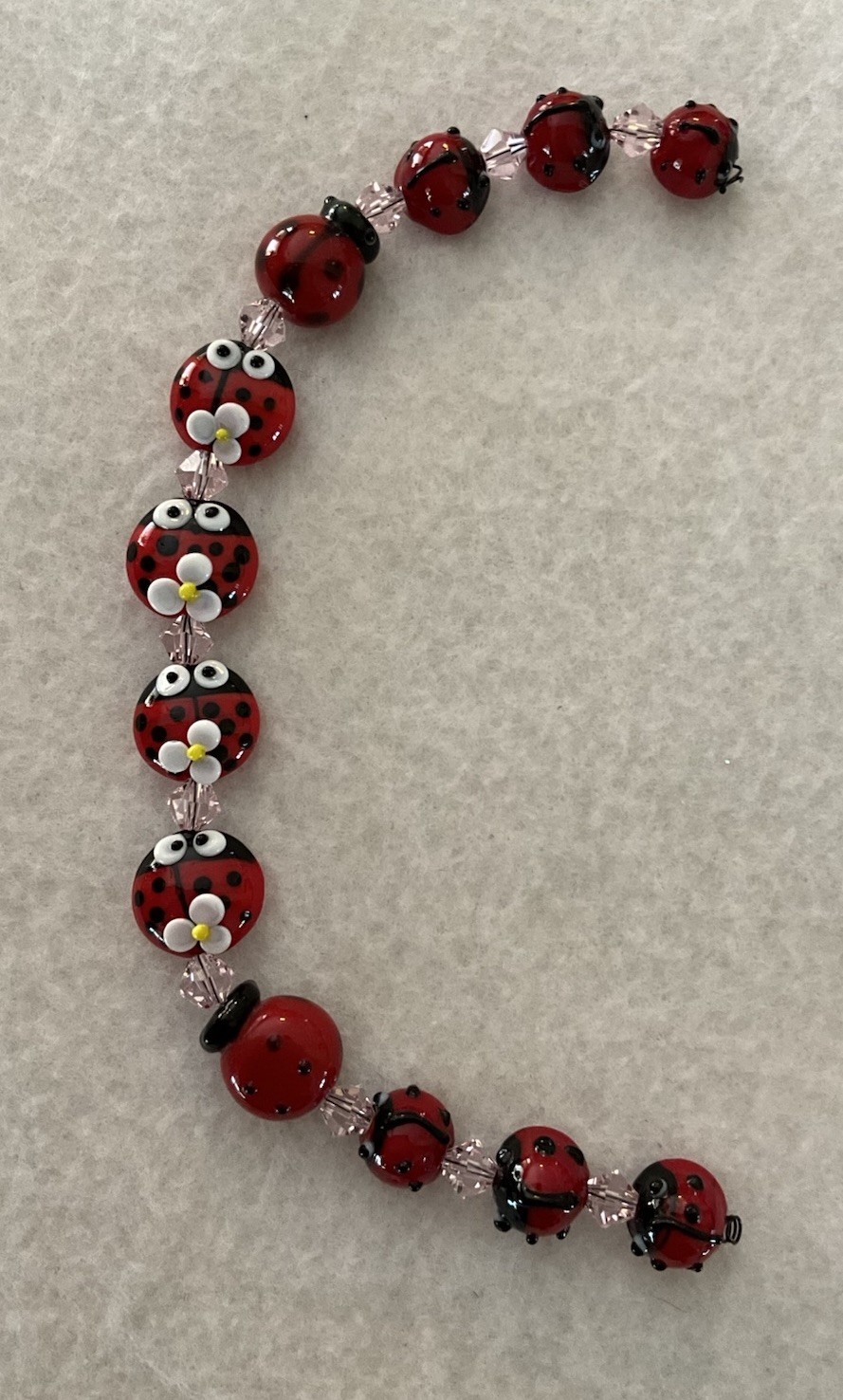 New 8” Strand Assorted Ladybug LampWork Glass Beads 10-14mm/Insect Beads