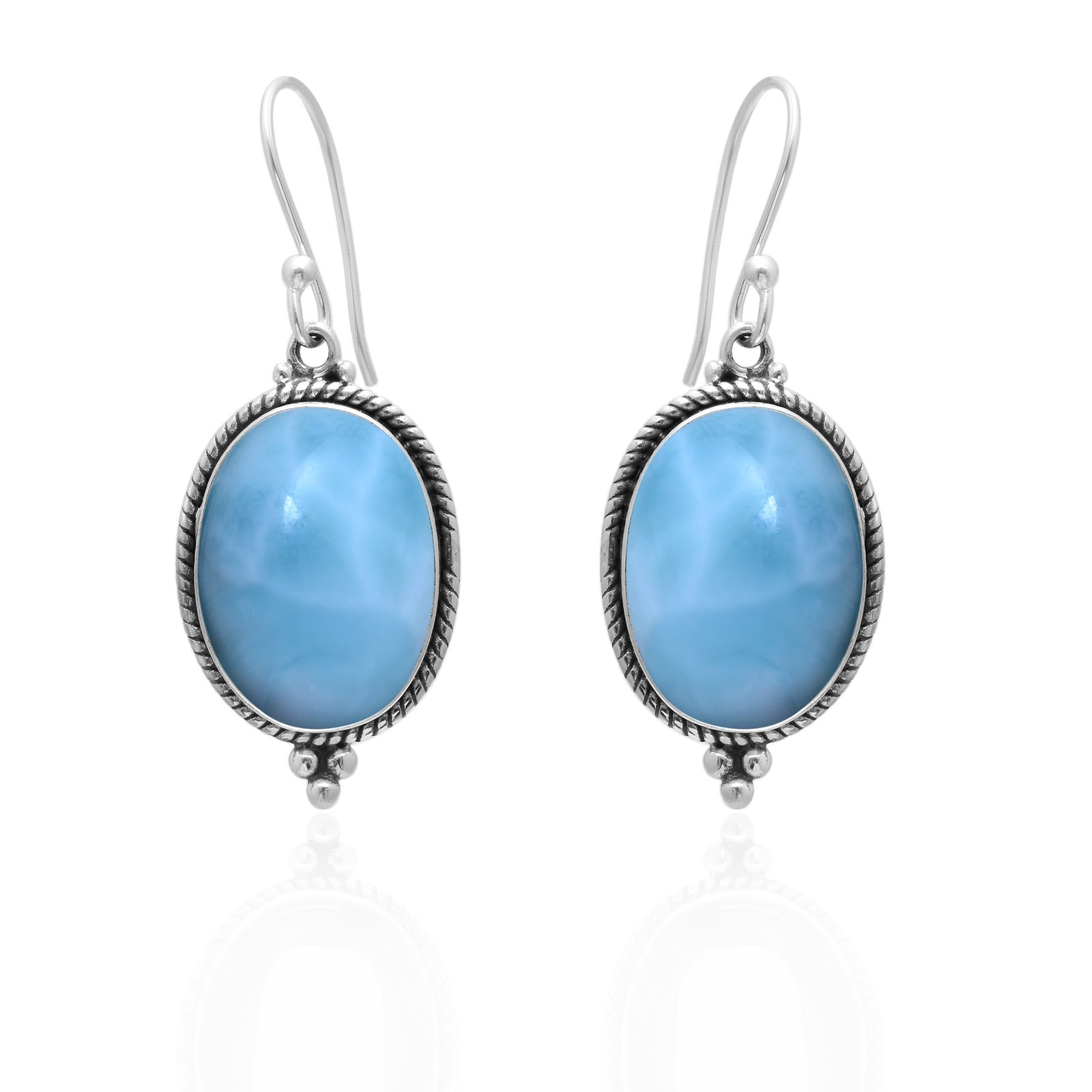 Larimar Sterling Silver Earrings Gift For Women Unique Artisan Drop Earrings