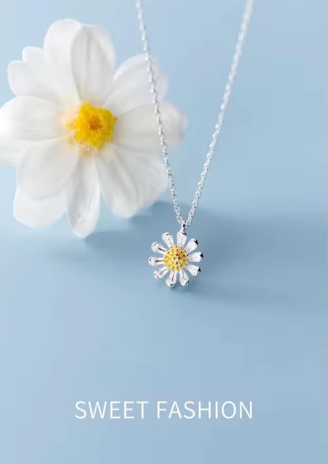 MODIAN🌼Chrysanthemum Pendant Necklace | 925 Sterling Silver Adjustable Chain
