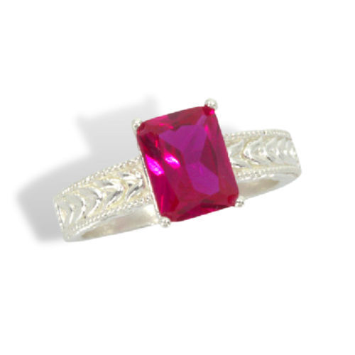 Emerald Cut Engraved Pre-notched Ring Mounting