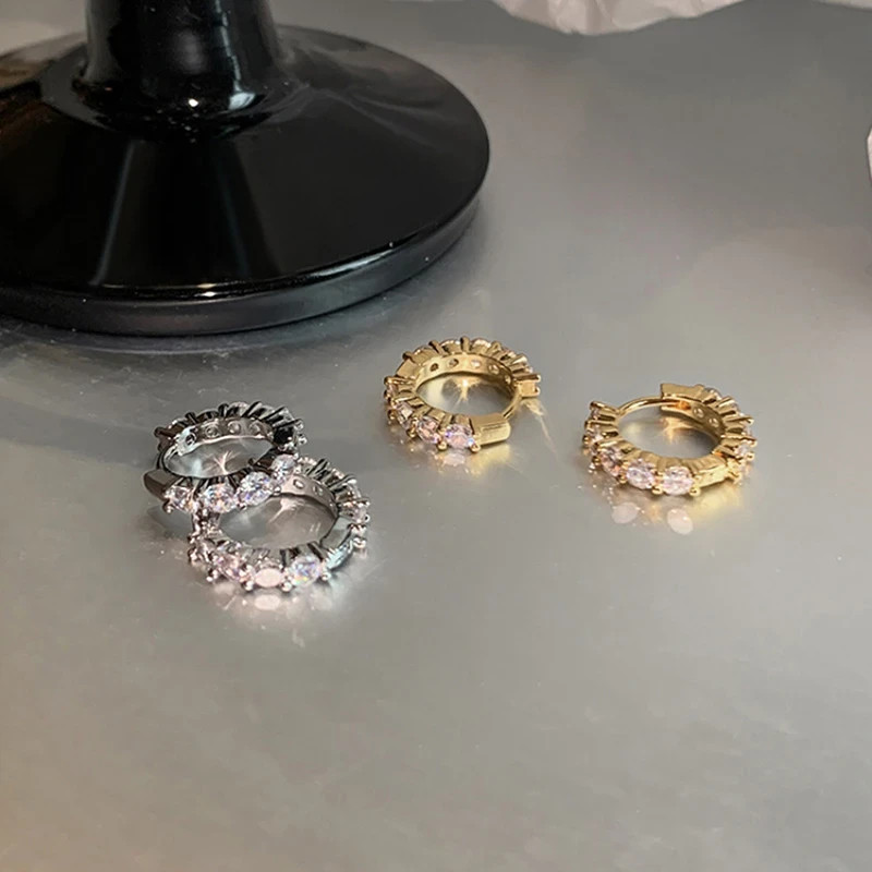 10mm CZ Huggie Hoop Earrings Dainty Small Gold Silver Women Jewellery Gift