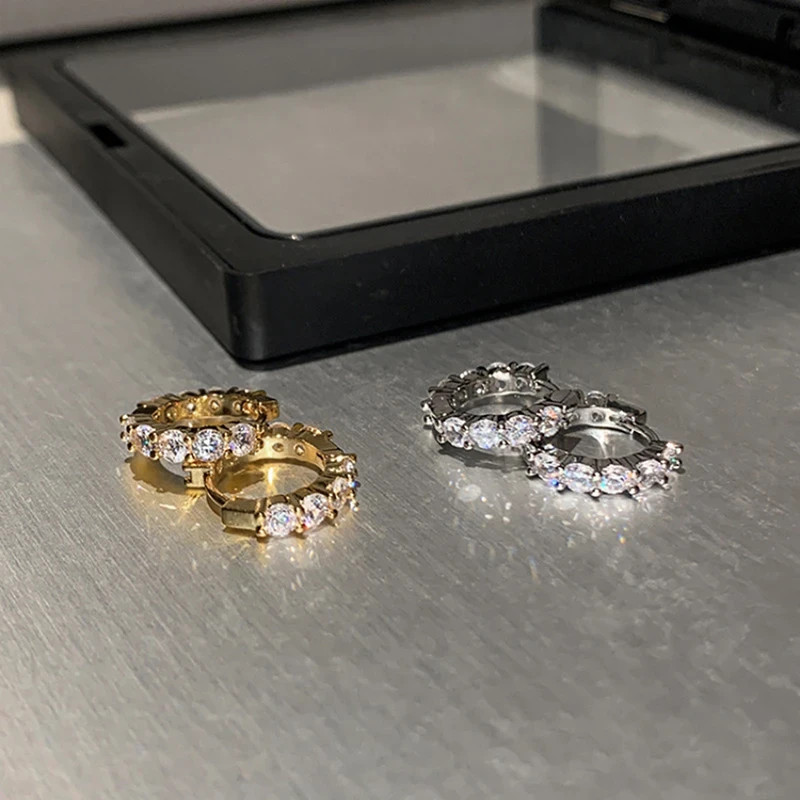 10mm CZ Huggie Hoop Earrings Dainty Small Gold Silver Women Jewellery Gift