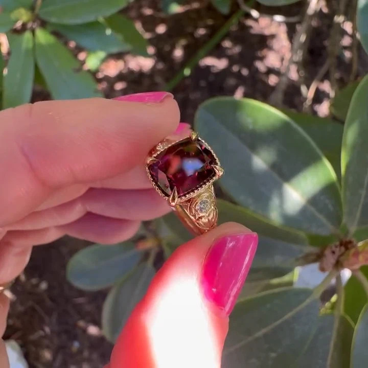 5.40 Ct Cushion Cut Natural Ruby & Diamond Wedding Ring 14K Yellow Gold