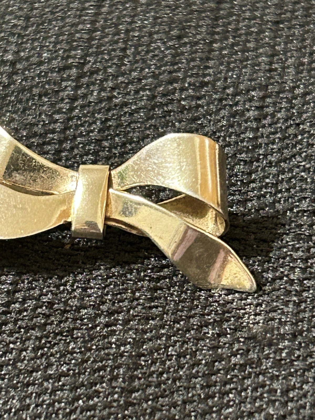 Vintage Very Light Gold Tone Over 925 Sterling Silver Bow Brooch Signed STERLING