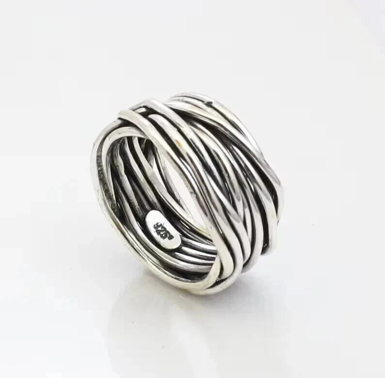Solid 925 Sterling Silver Multi Layer Band Ring Boho Ring Handmade Ring All Size
