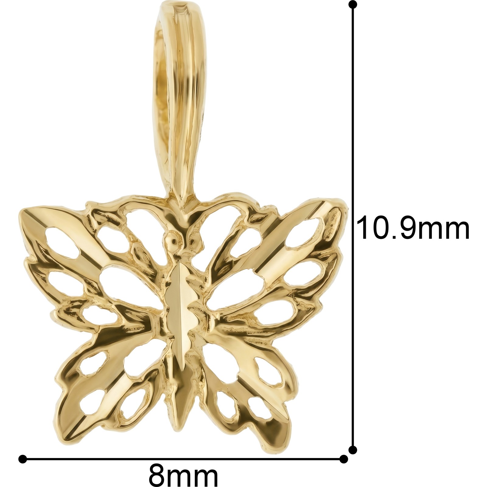 14K Yellow Gold Butterfly Pendant Charm Necklace Chain Jewelry