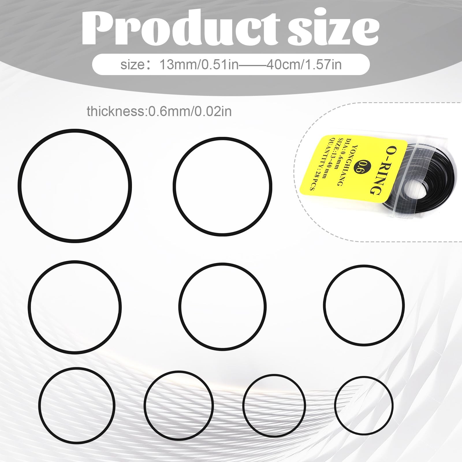 O Ring Watch Gasket, 28 Pcs 0.6mm Waterproof Rubber Watchs Seal Washers Black