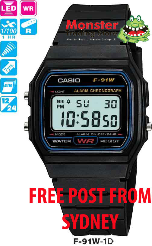 CASIO WATCH VINTAGE RETRO ORIGINAL F-91W-1 F91 F91W F-91 WARANTY