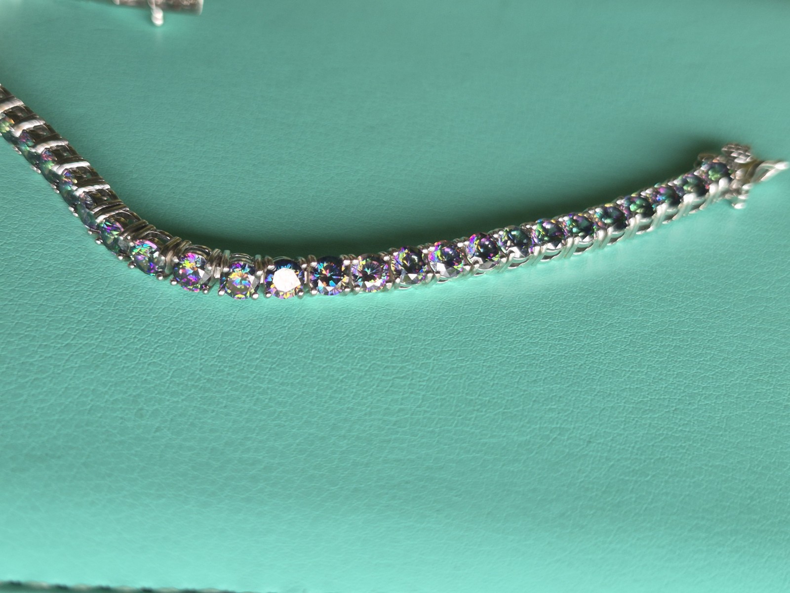 .925 Tennis Bracelet With Black Stones, 7 Inch