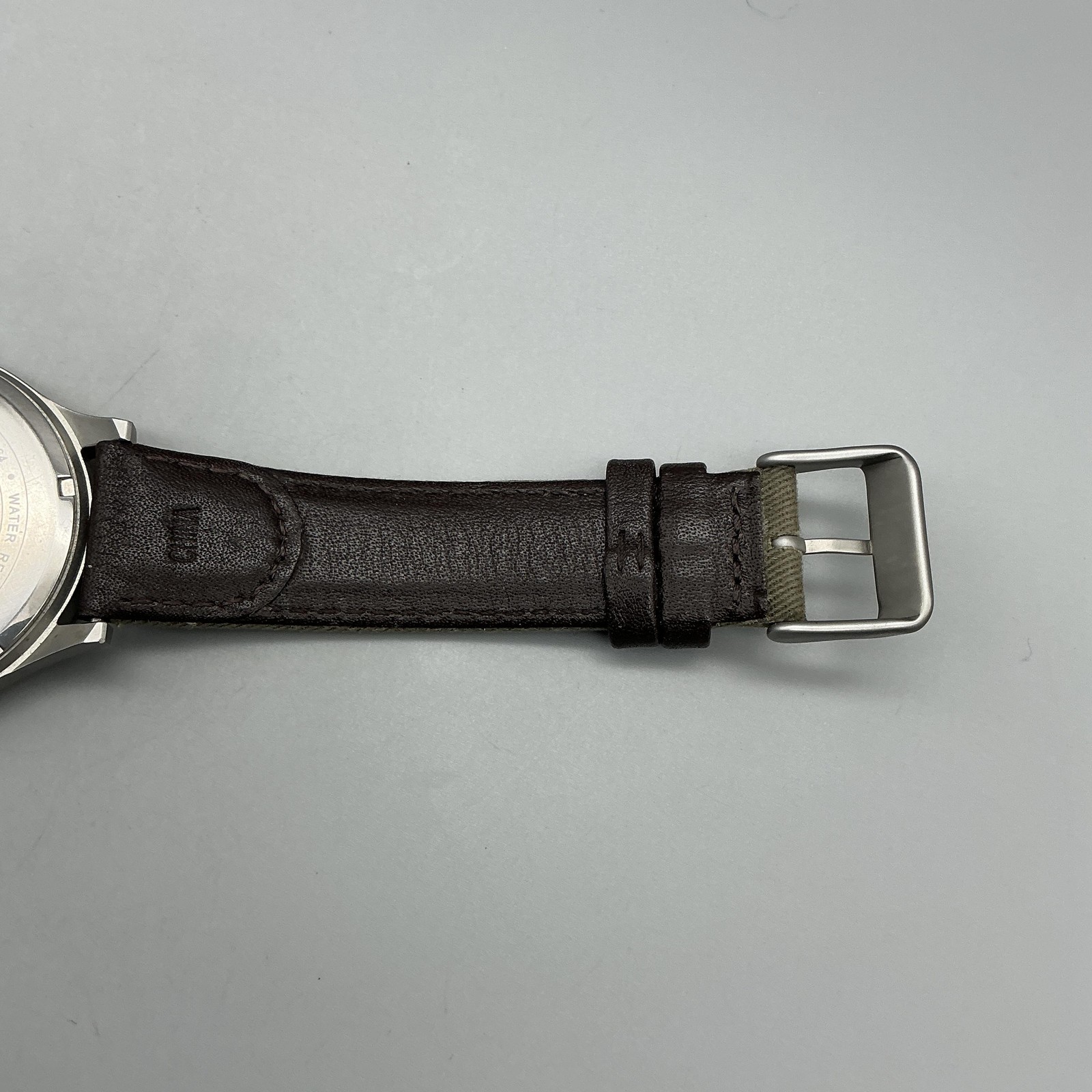 Orvis M364 Mens Watch 42mm Cream Dial Brown Green Canvas Leather Date Quartz