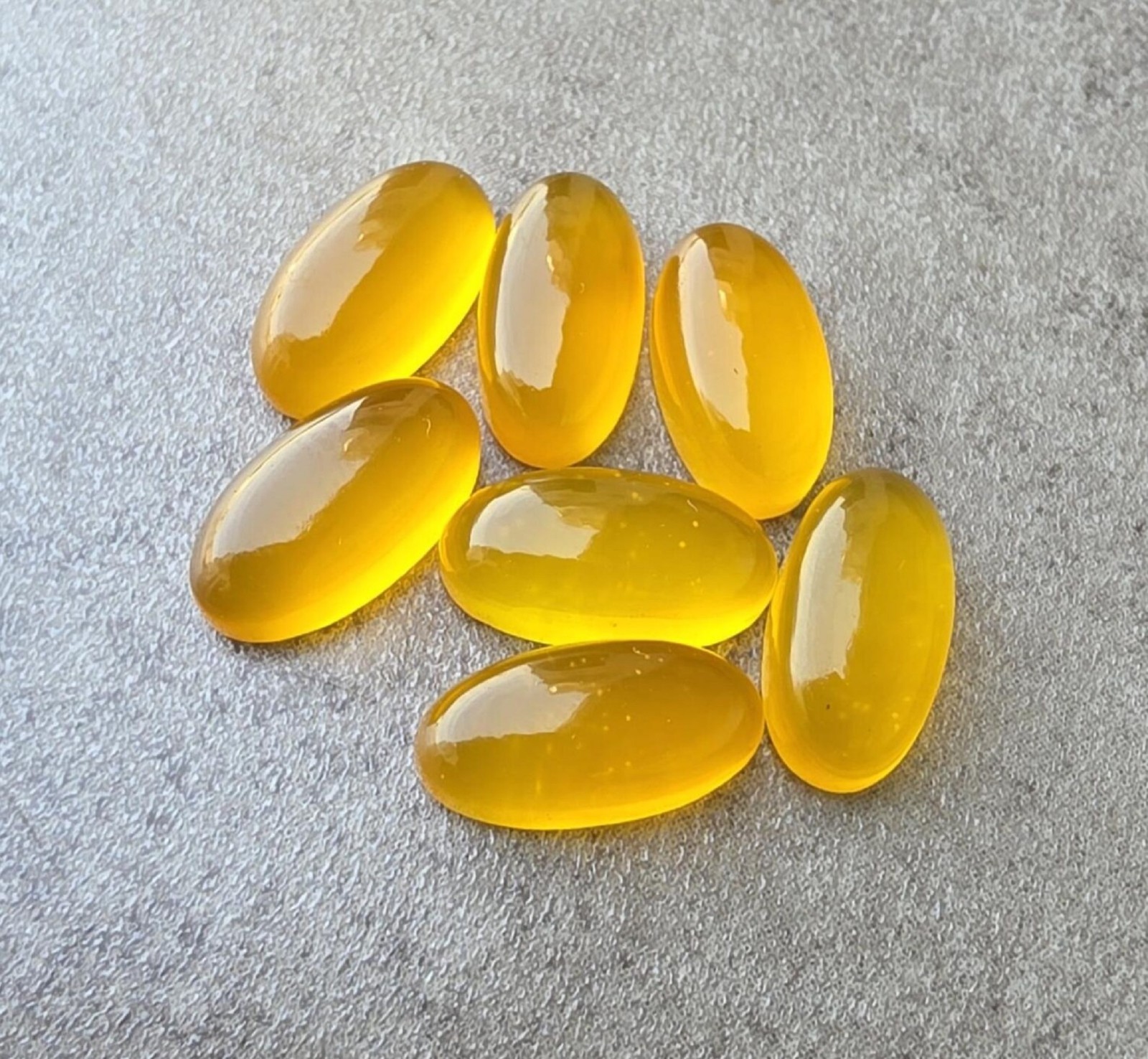Natural Yellow Chalcedony Long Oval Cabochon Polished Loose Gemstone