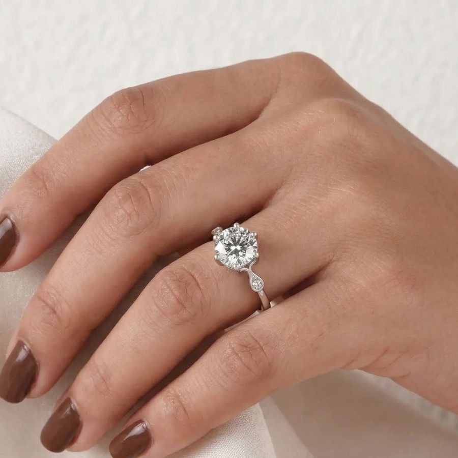 2.50Ct Round-Cut VS1 Lab Grown Diamond Wedding Engagement Ring 14k White Gold