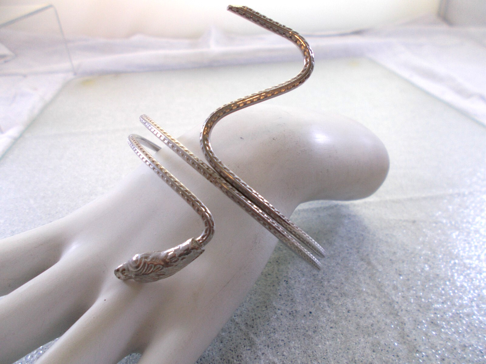 Cleopatra Egyptian Style Silver Tone Coiled Snake Armband Bracelet Free Ship