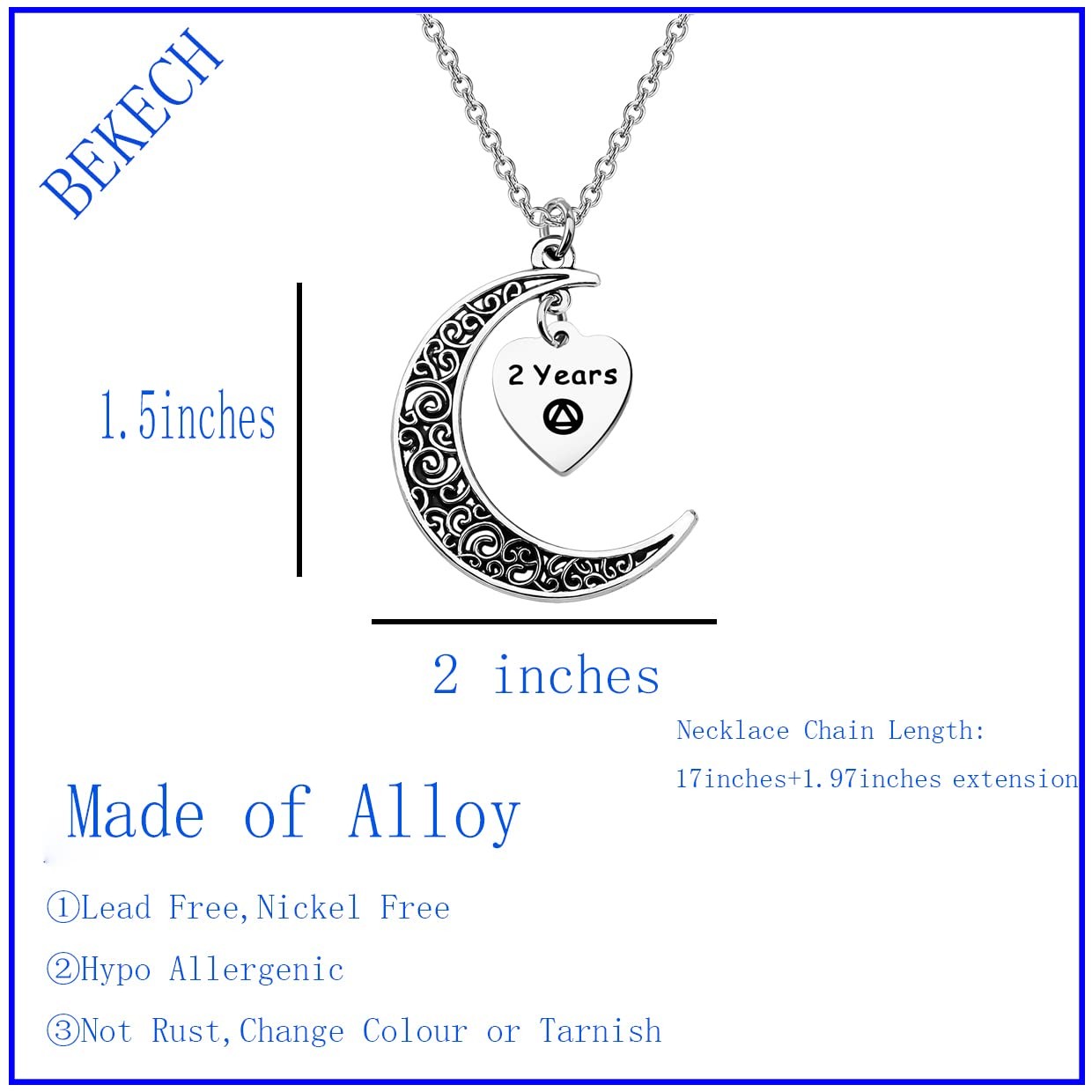 AA Sobriety Anniversary Necklace 6 Month 1 Year 2 Year 3 Year Alcohol Addic – 01