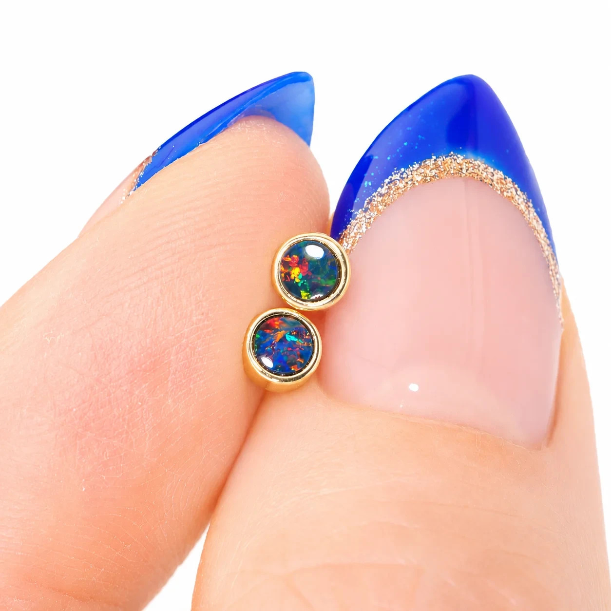 Australian Opal Earrings 9K Yellow Gold Dainty Stud Earrings