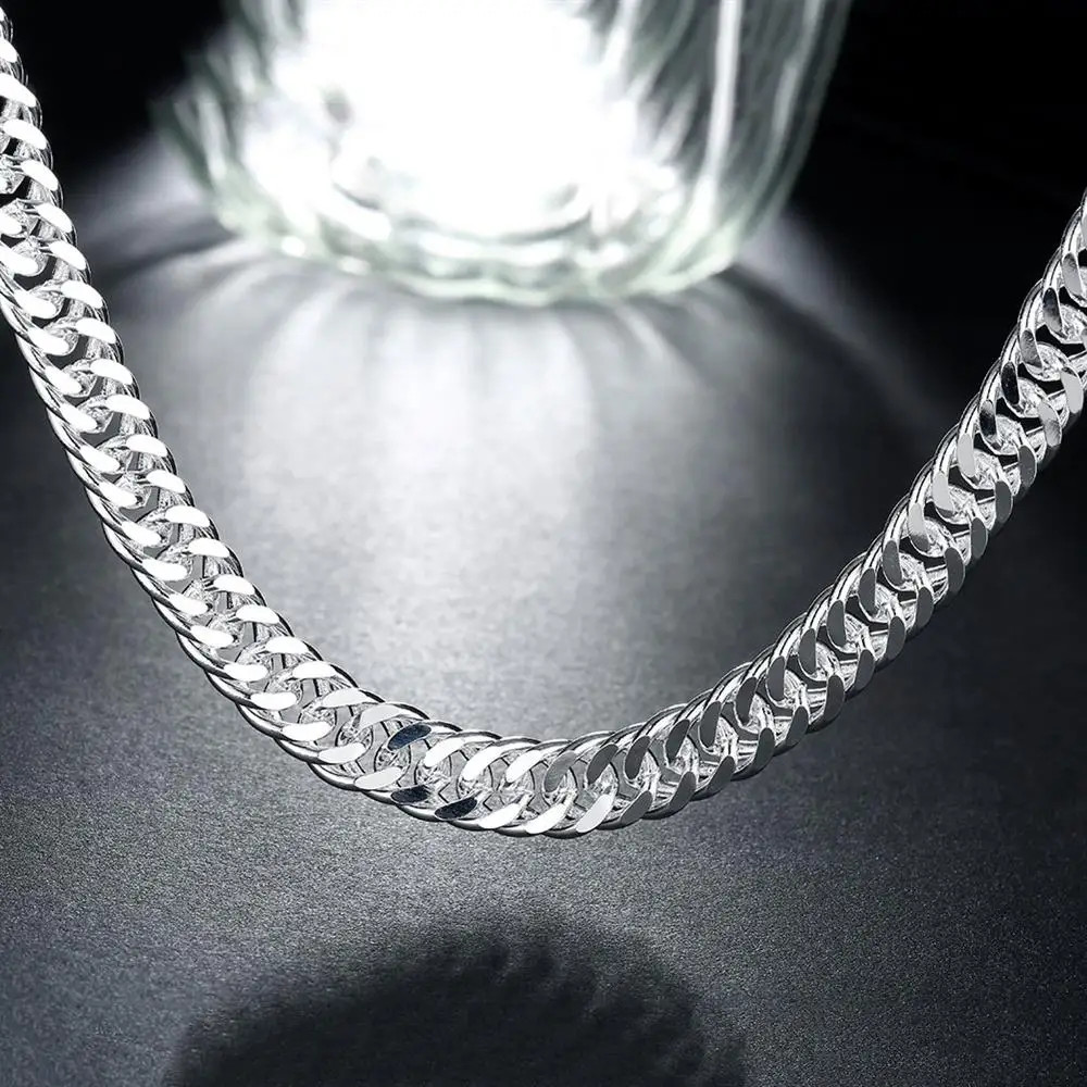Width 6MM Chain 925 Sterling Silver Necklaces for Women Men Charm