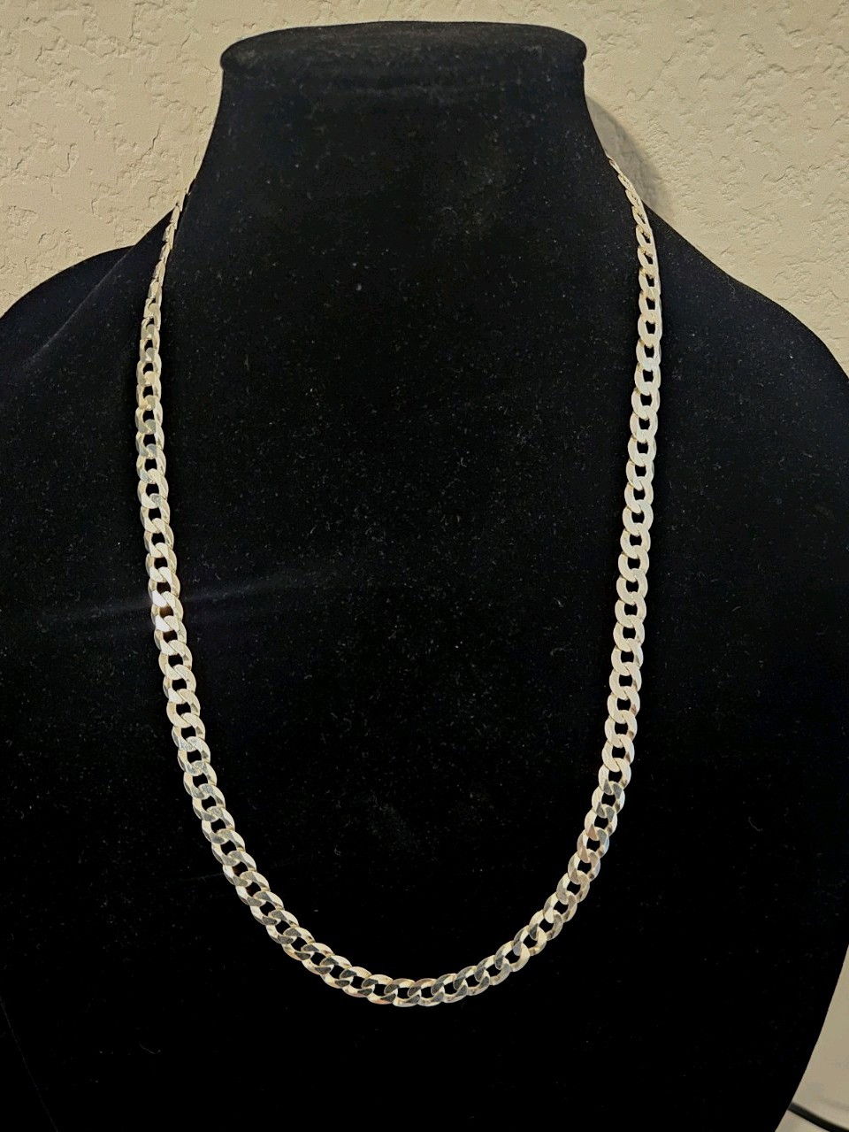 Men’s Flat Miami Cuban Link Chain Solid 925 Sterling Silver 8mm Thick Italy Made