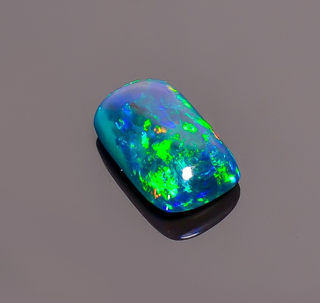 Natural Black Ethiopian Opal Radiant Shape Cabochon Loose Gemstone 3.1 Ct 13X8X5