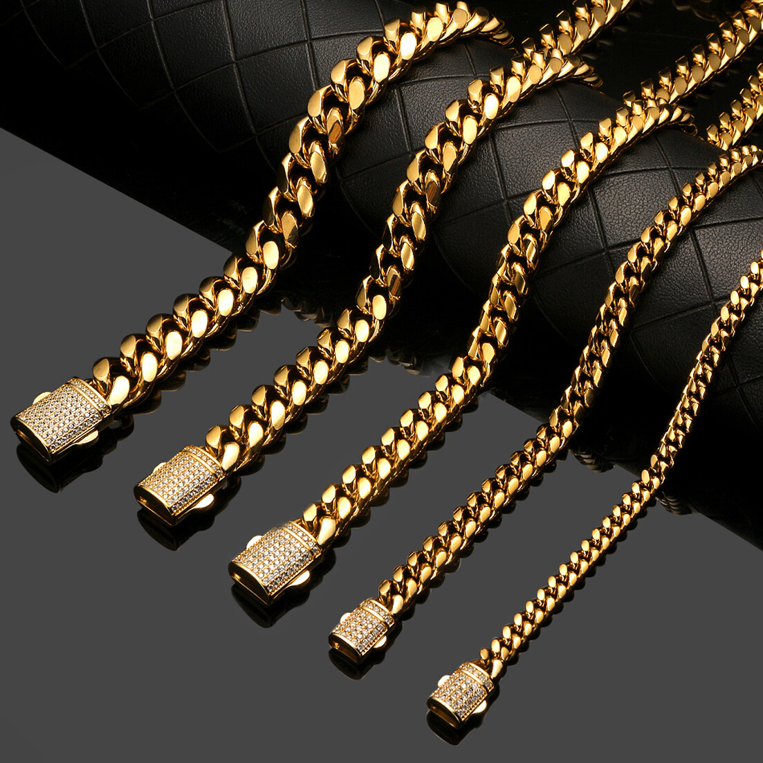 6mm-14mm Mens Miami Cuban Link Chain SOLID Stainless Steel Necklace or Bracelet