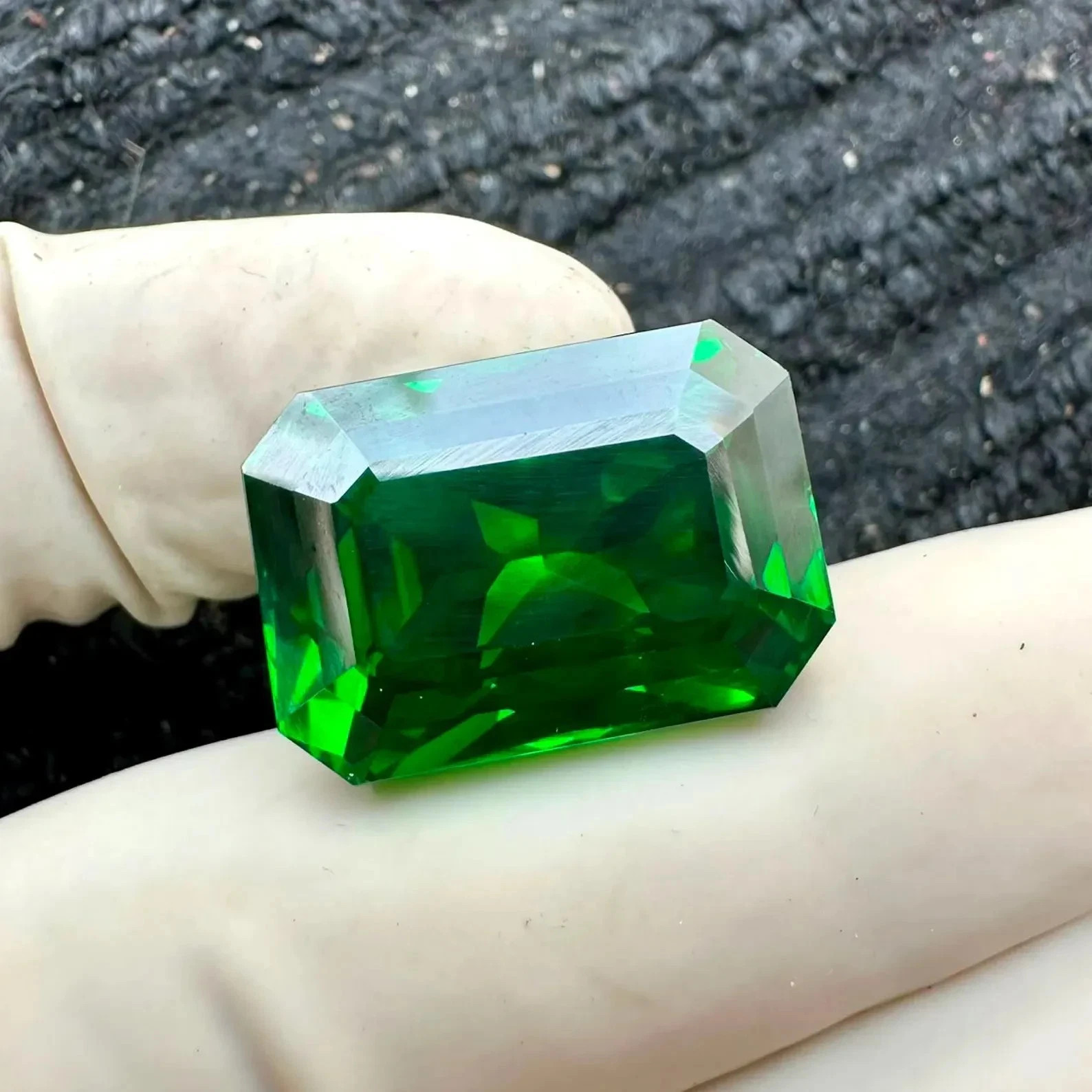Certified Natural Green Zircon Emerald Cut 51.02 Ct Loose MR Gemstone T02 A+