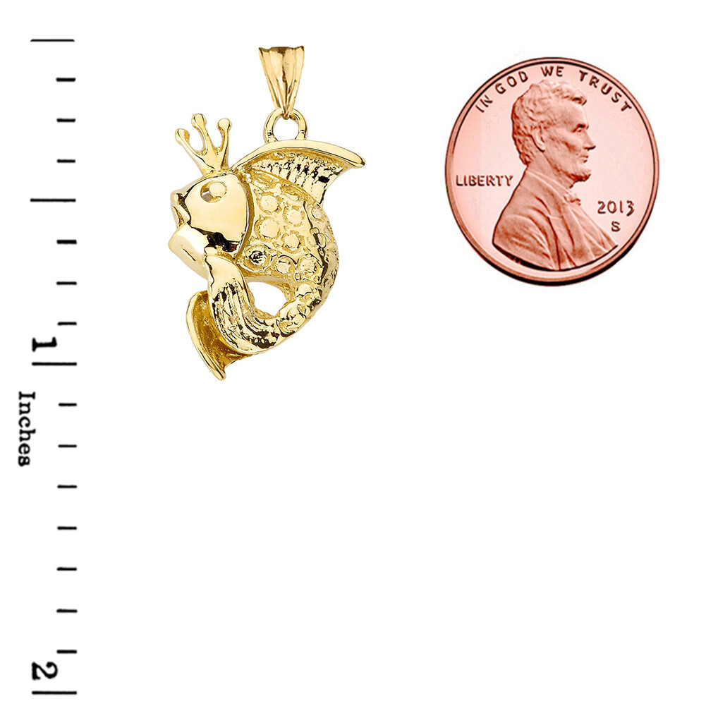 King Gold Fish Pendant Necklace in Gold (Yellow/ Rose/White)