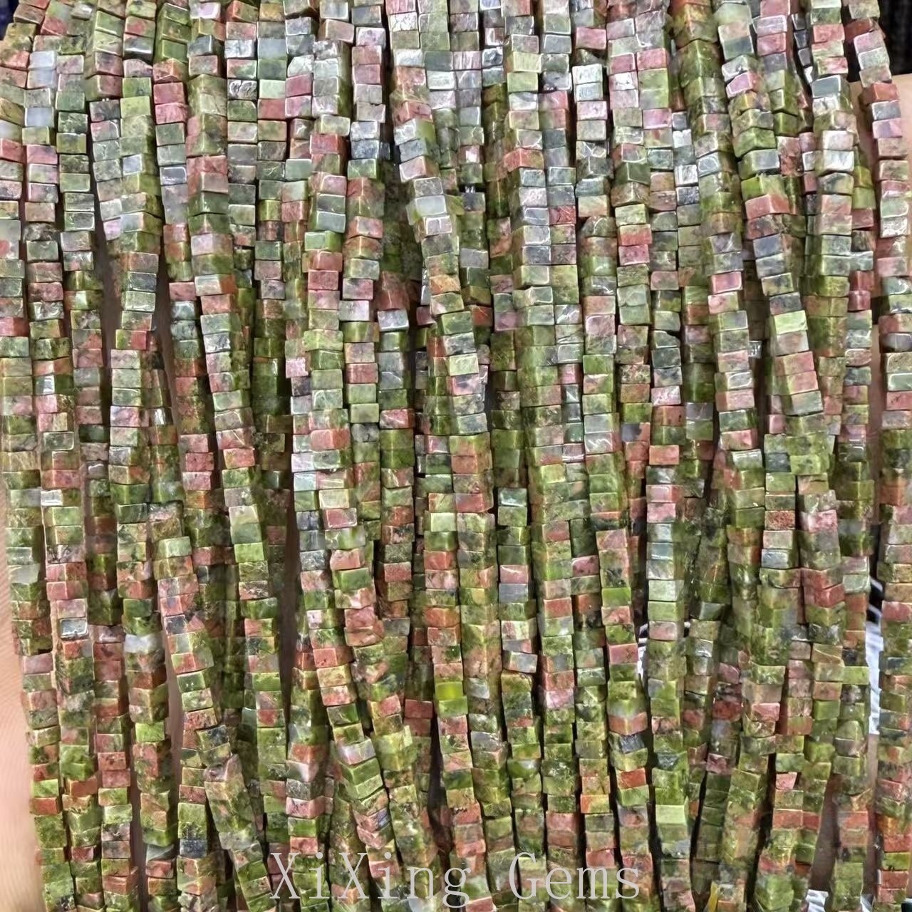 1x2mm Natural Unakite Flat Square Disc Spacer Beads for Jewelry Making DIY 15 IN
