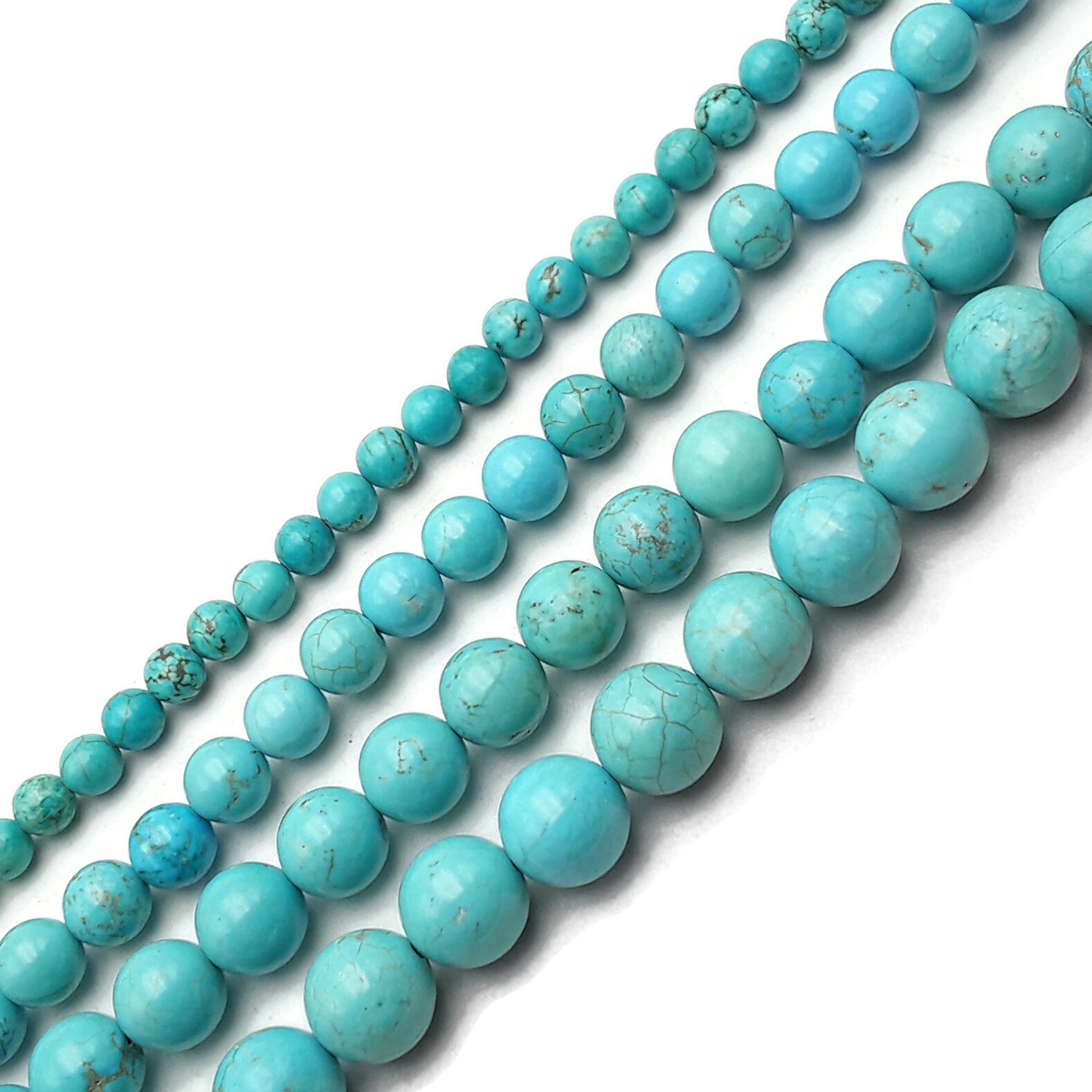 Blue Turquoise Smooth Round Beads 6mm 8mm 10mm 12mm 15.5″ Strand