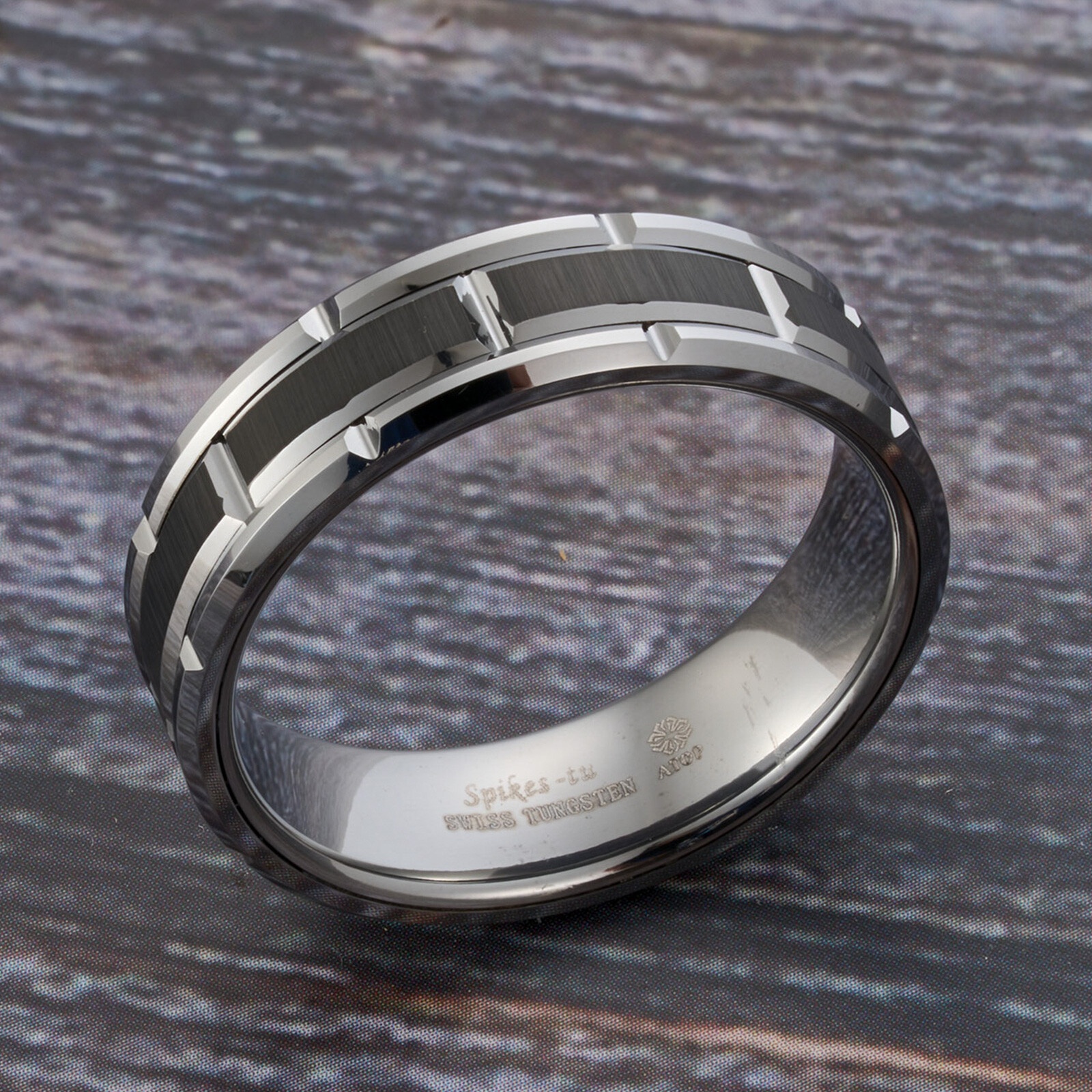 8mm Black/Sliver ATOP Jewelry Brushed Carbide Comfort Fit Mens Wedding Band
