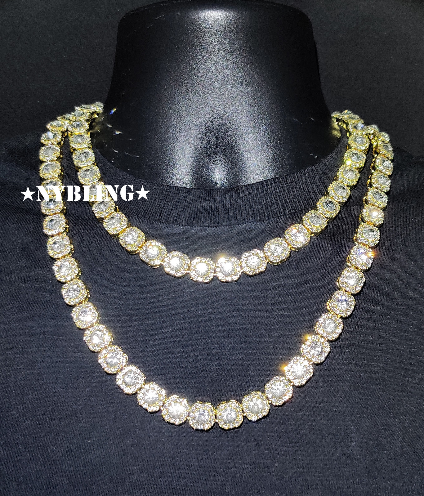 Iced Baguette Cluster Tennis Chain Necklace Plated CZ Fashion Hip Hop Jewelry