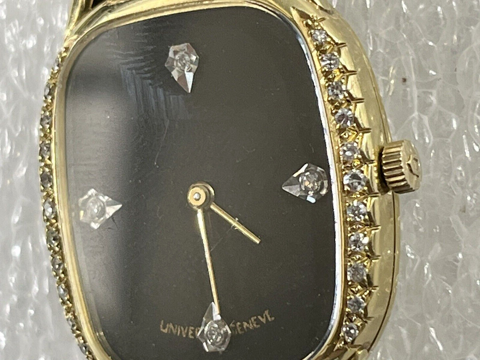 Universal Geneve 14K Gold Diamond Black Dial Swiss Watch Authentic Guaranteed!