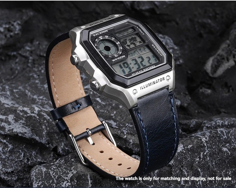 For Casio AE1200 AE1300 W-216H/W-218/WS-1400 W-737H Retro Leather Watch Strap 18