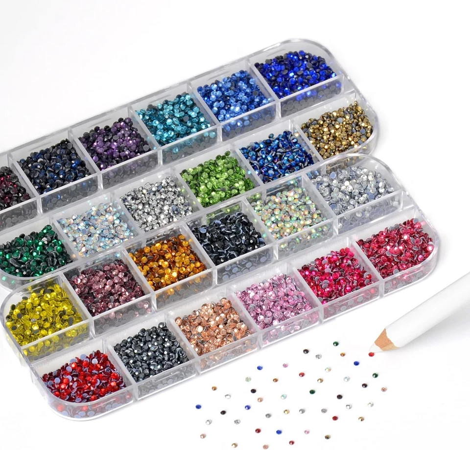 Glass Hotfix Rhinestones Bulk SS6 14400Pcs 24 Colors Hotfix Crystal Flatback Rhi