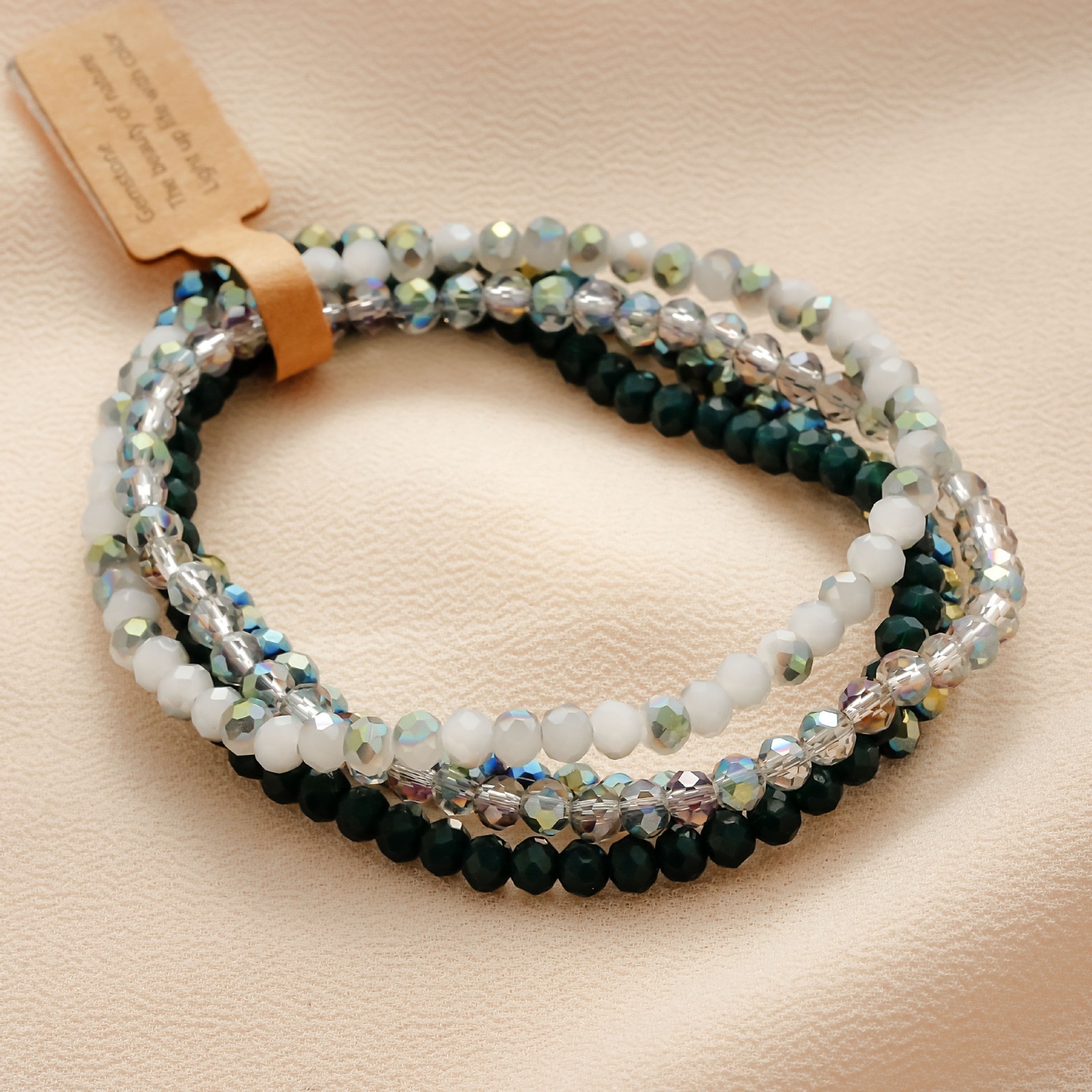 Colorful Glass 4pcs/set Bracelet for Women Retro Fashionable Stacked Bracelet