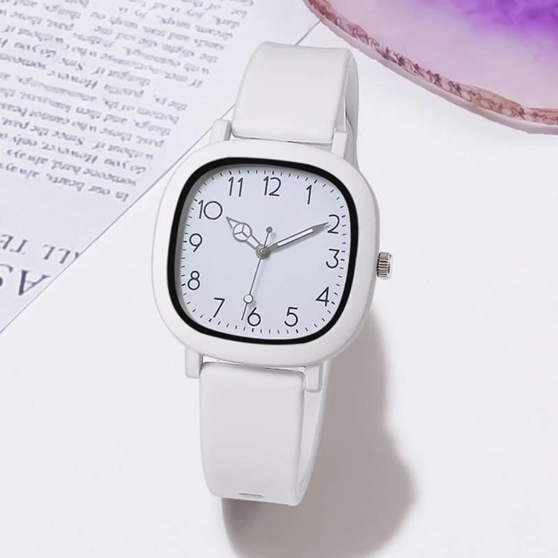 Women Watch Fashion Square Quartz Silicone Strap Wristwatches