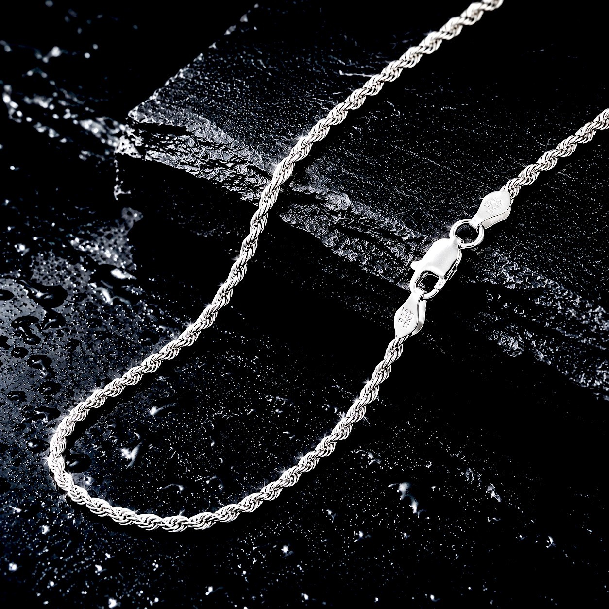 *REAL* Authentic Genuine Solid 925 Sterling Silver Rope Chain Necklace 2mm Italy
