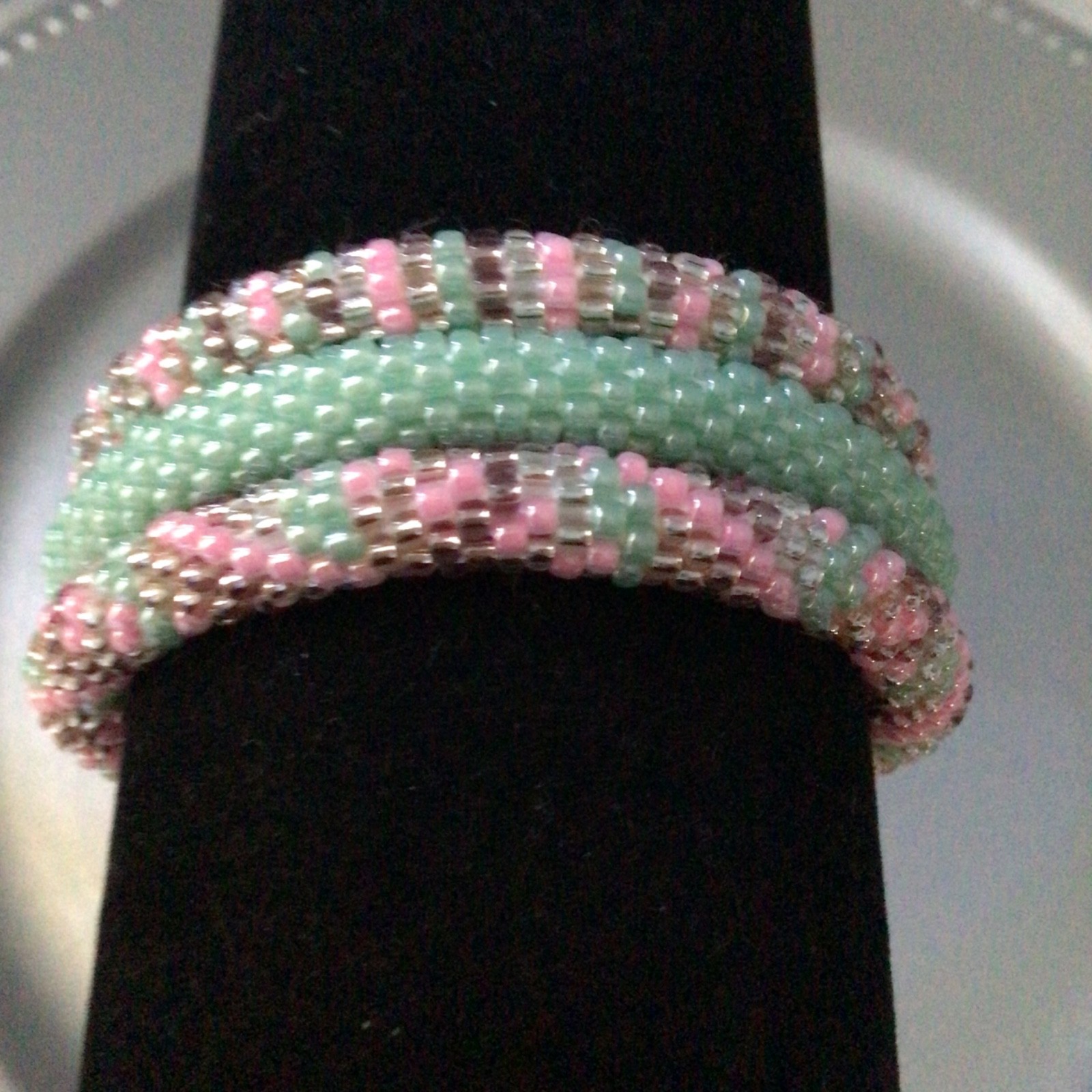 PINK & MINT 7″ ROLL ON SASHKA BRACELETS, 3 PCS