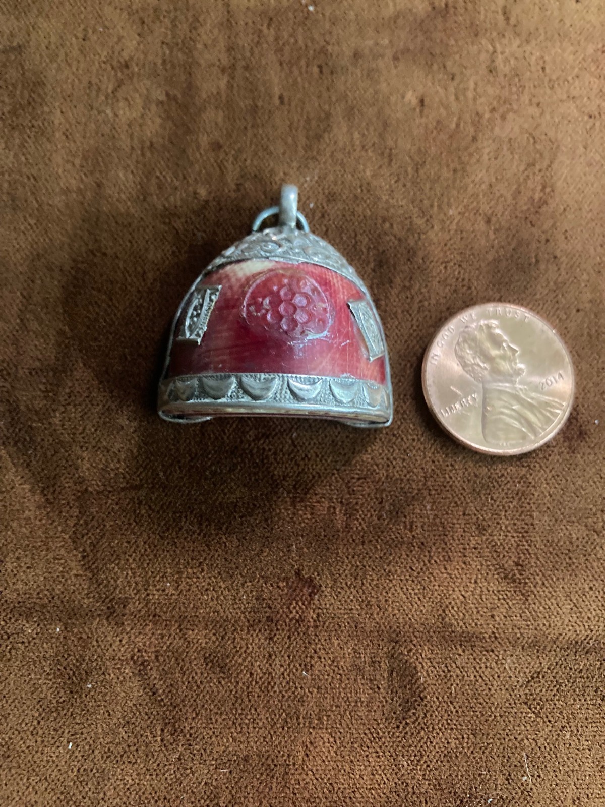 ANTIQUE HAND CARVED NEPALESE HALF STUPA, SPIRITUAL SYMBOL PENDANT