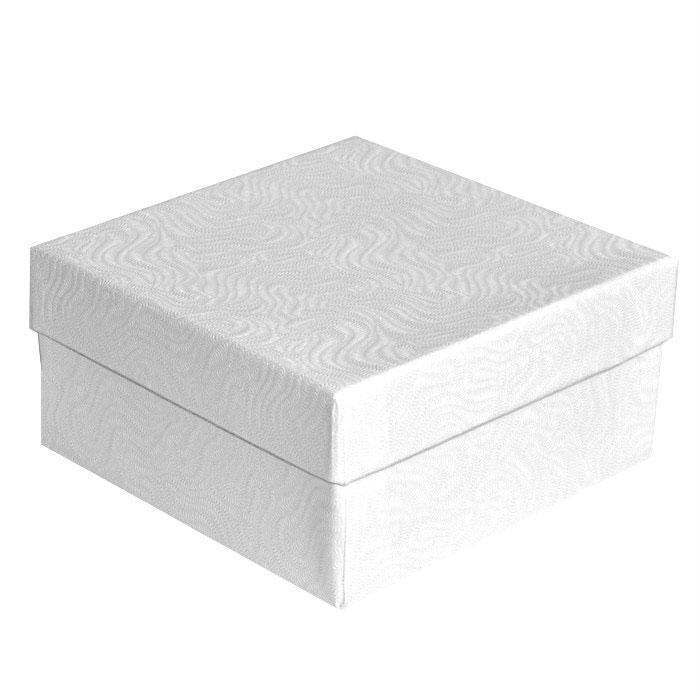 BULK Cardboard Jewelry Gift Boxes w/ Cotton Fill Padding – White Swirl 11 Sizes
